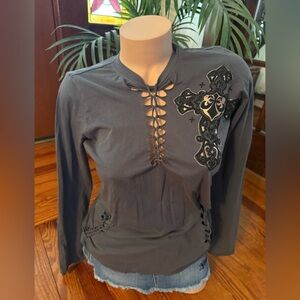 NWT Affliction Rusted Gates Charcoal Grey TShirt size Sm